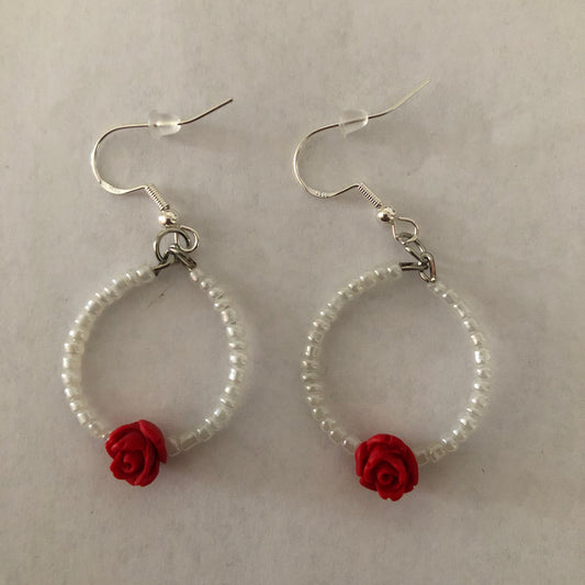 Hoop earrings with a rose