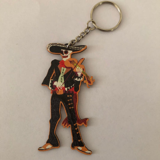 Día de Muertos Mexican Charro skull Calavera keychain