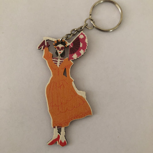 Día de Muertos Mexican Catrina skull Calavera keychain