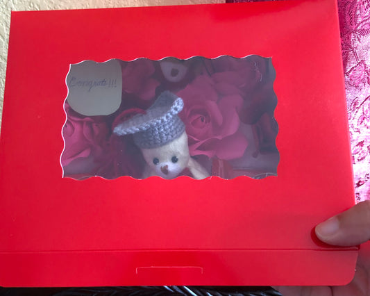 Class of 2025 Graduation Gift Box with origami flowers, mini teddy bears, and chocolates