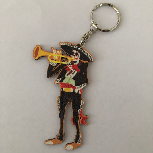 Día de Muertos Mexican Charro skull Calavera keychain