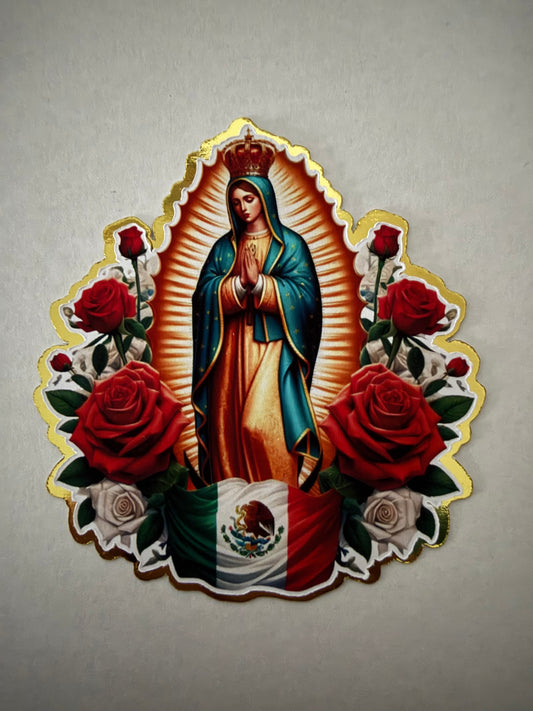 Virgen de Guadalupe and Mexican Flag Cut Out Graduation Leis Topper