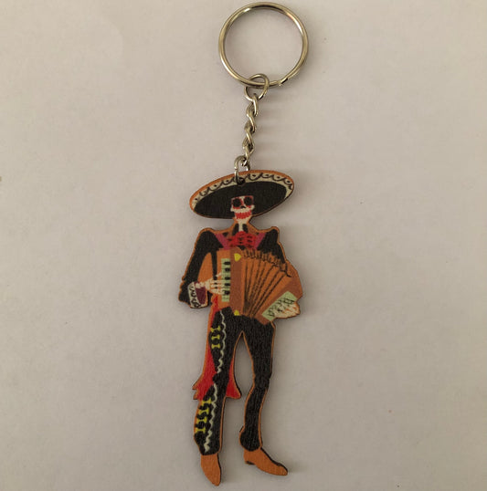 Día de Muertos Mexican Charro skull Calavera keychain