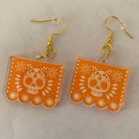 Día De Muertos Skull Calavera Papel Picado acrylic charm Earrings