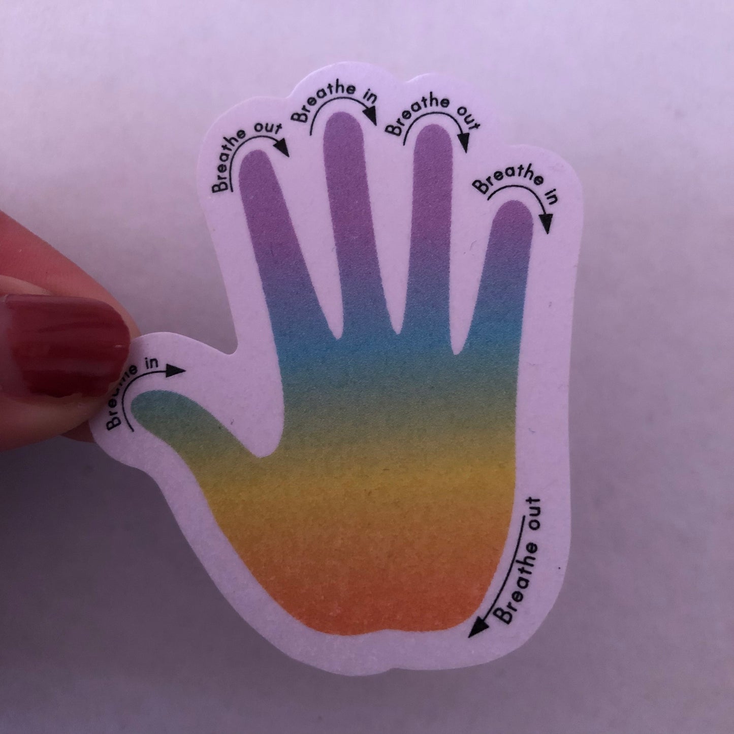 Hand breathing sensory sticker for anxiety relief