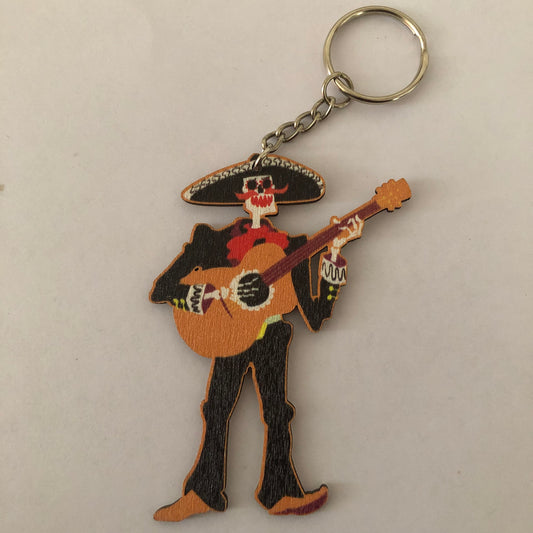 Día de Muertos Mexican Charro skull Calavera keychain