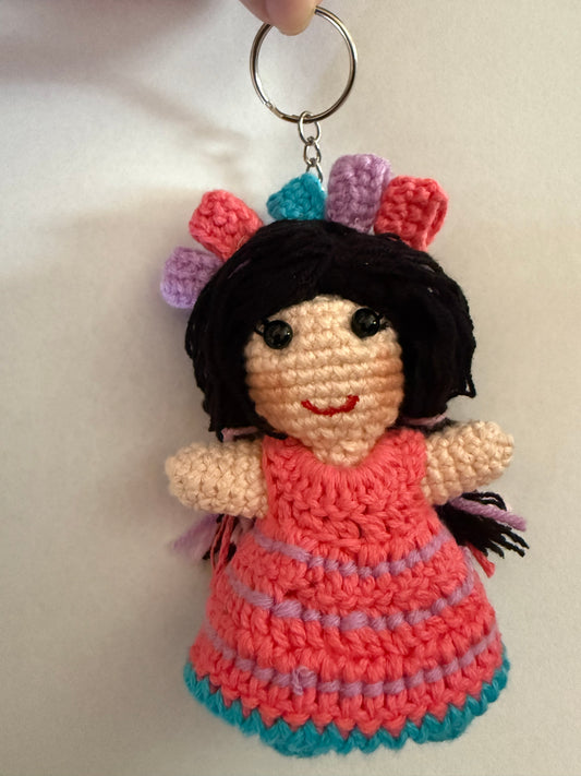 Muñeca Lele Crochet Keychain