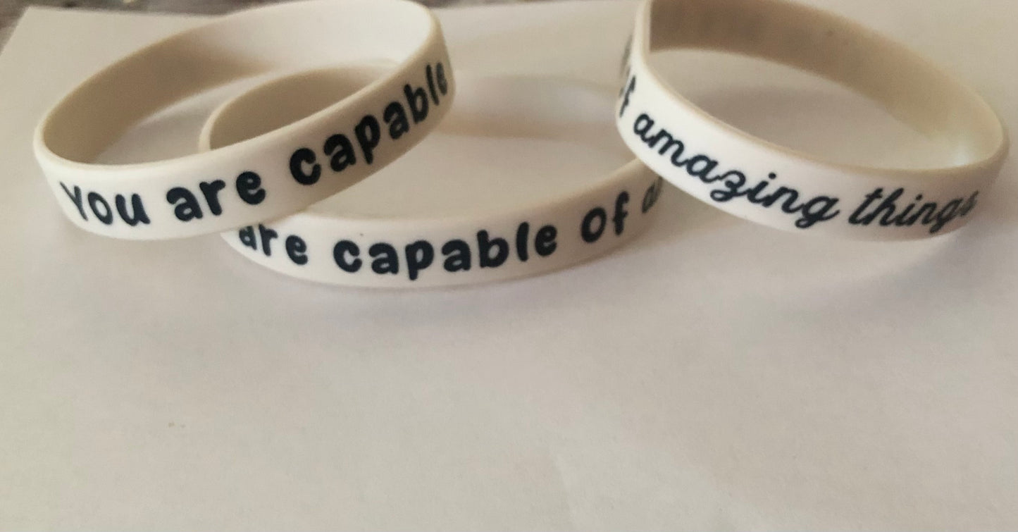 You are capable of amazing things bracelet Rubber band bracelet with positive affirmation