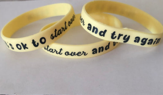 It’s okay to start over and try again bracelet Rubber band bracelet with positive affirmation