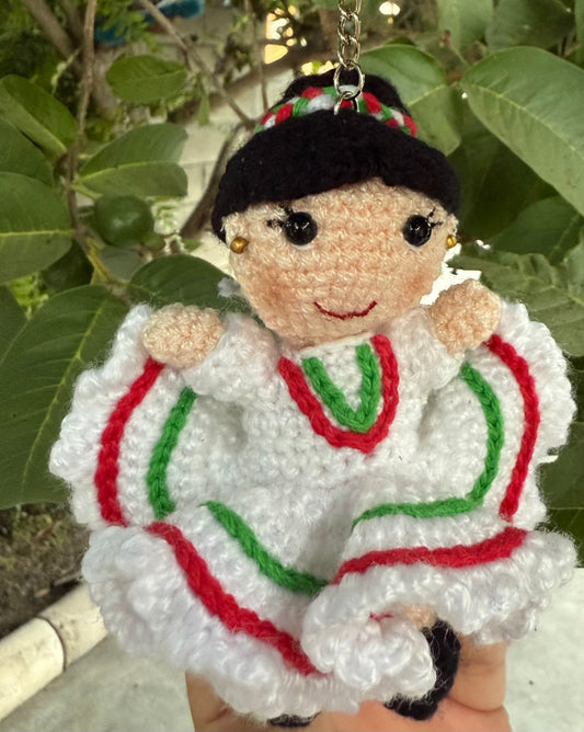 Mexican Muñeca Crochet Keychain