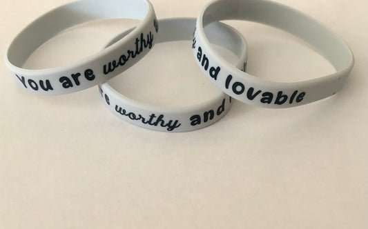 You are worthy and loveable bracelet Rubber band bracelet with positive affirmation