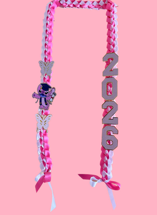 Class of 2026 Angel Pink Stitch Graduation Leis