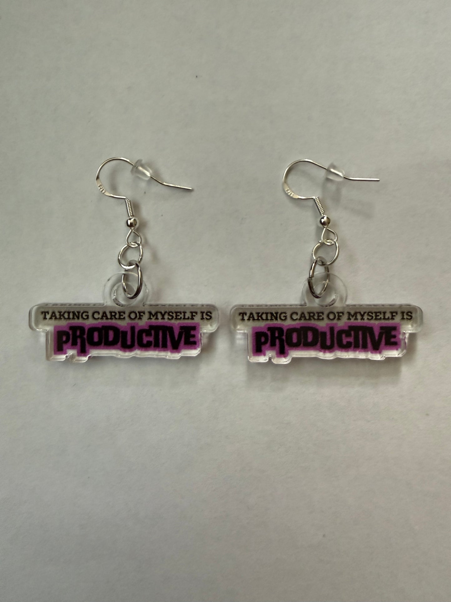 Taking care of myself is productive earrings