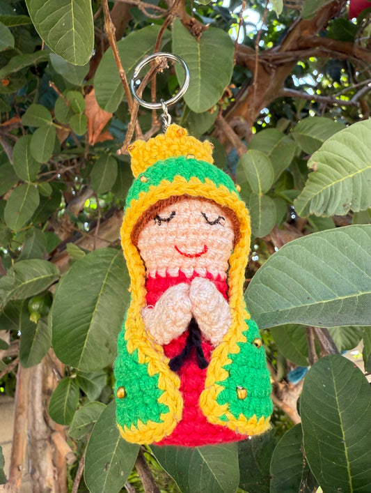 Virgencita crochet keychain