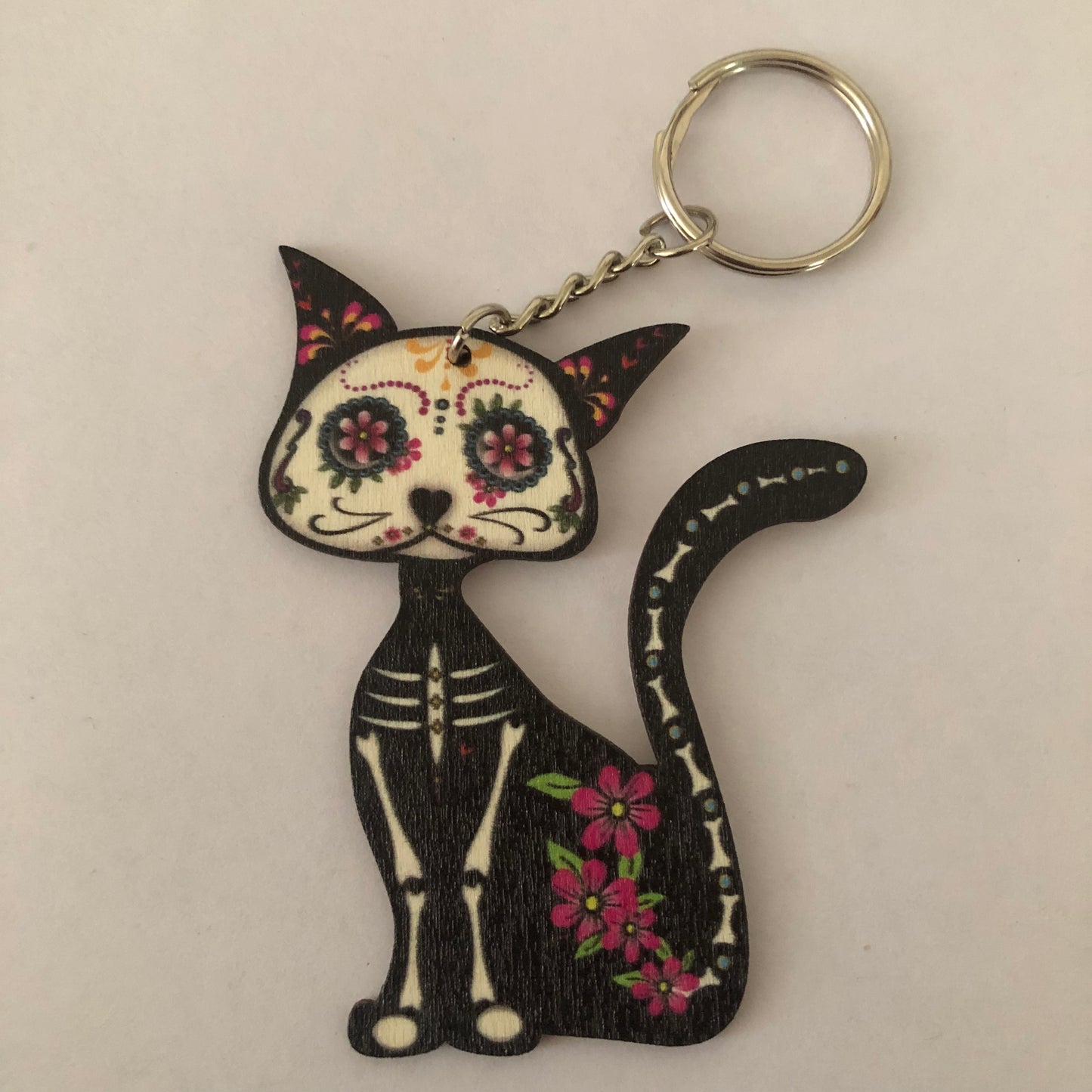 Día de Muertos Cat Calavera keychain