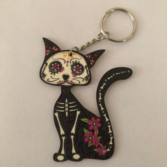 Día de Muertos Cat Calavera keychain
