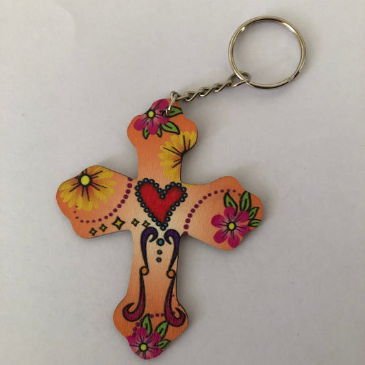 Día de Muertos Cross keychain