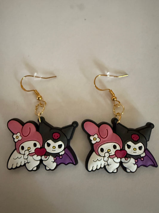My Melody and Kuromi earrings