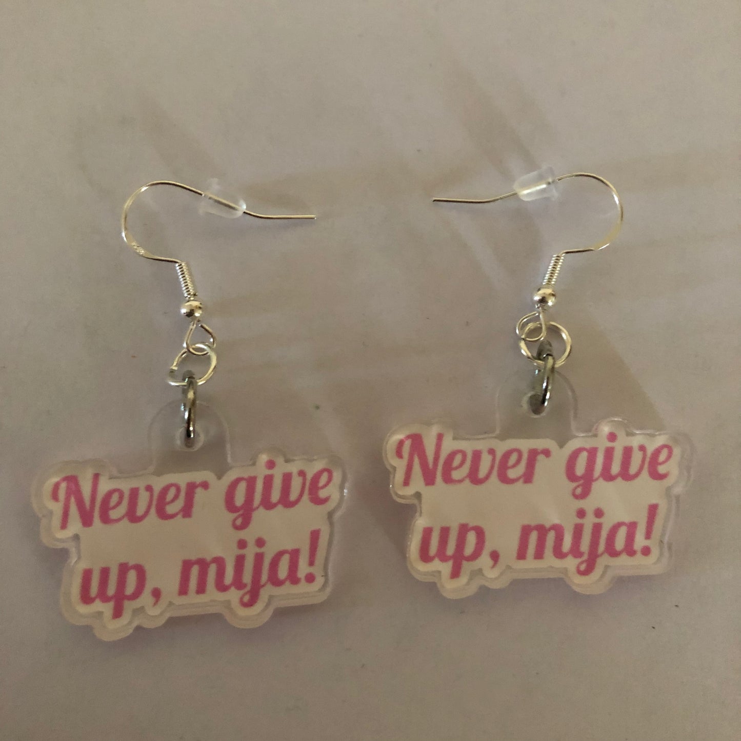 Never give up, mija earrings