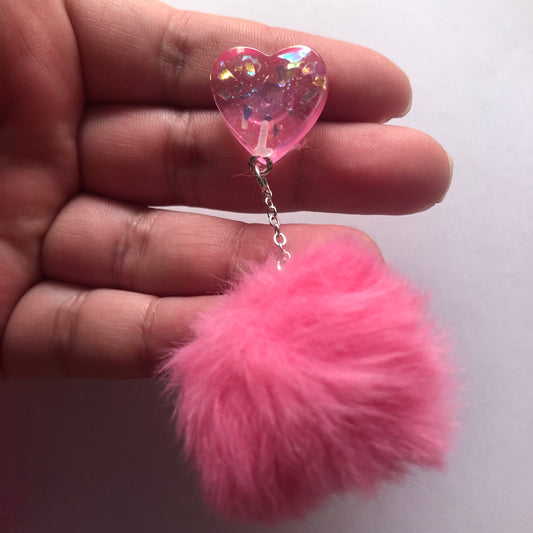 Pom Pom Heart y2k earrings