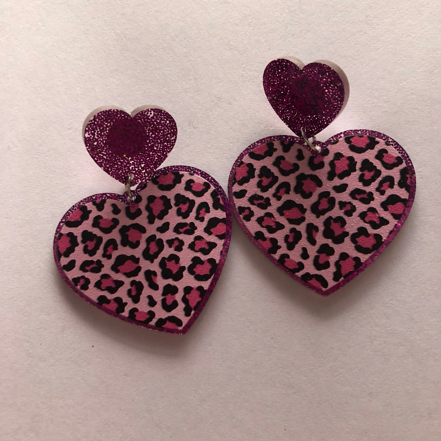 Leopard print Heart y2k earrings