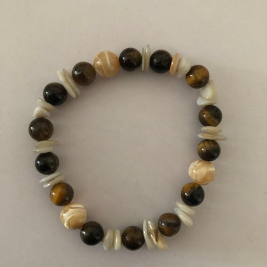 Tan Agate and Tigers eye Bracelet