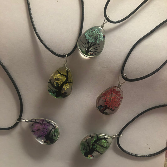 Resin Life tree necklace