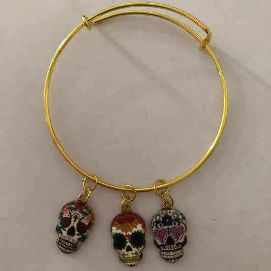 Día De Muertos Skull Calavera Charm Bracelet