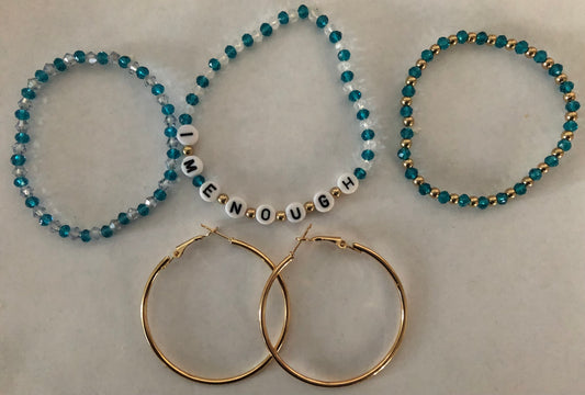Bracelets and pair of hoops-I’M ENOUGH