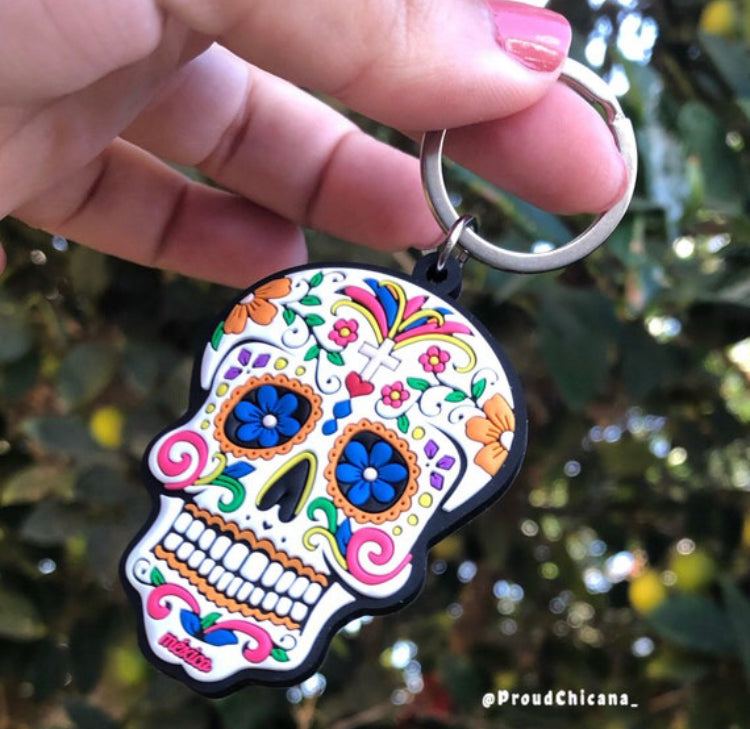 Día de Muertos Mexican colorful skull Calavera keychain
