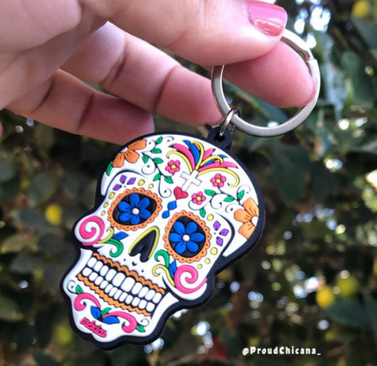 Día de Muertos Mexican colorful skull Calavera keychain