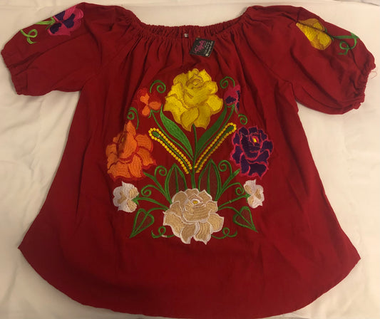 Mexican embroidered shirt off the shoulder Blusa bordada mexicana