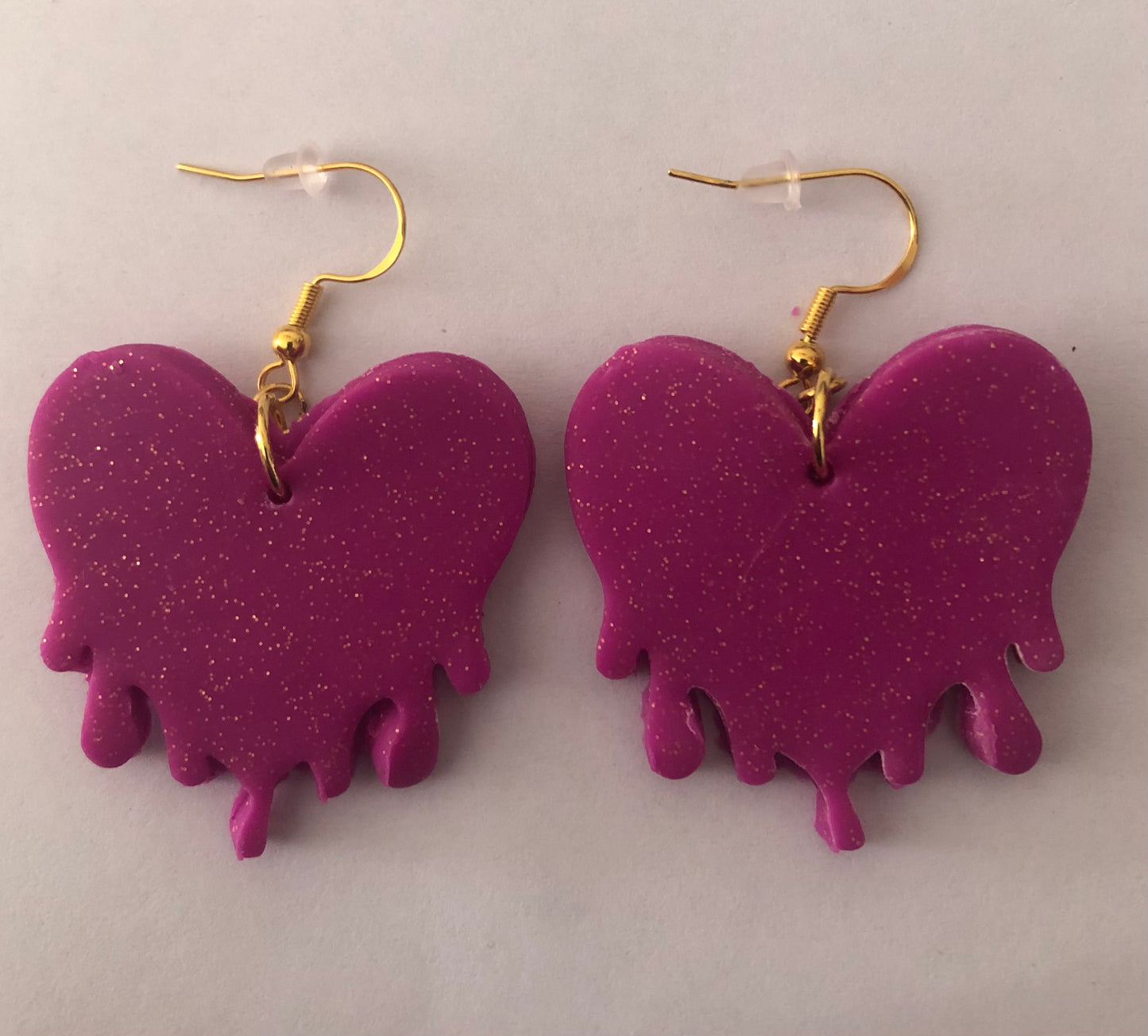 Valentines Day Heart-shaped polymer clay earrings