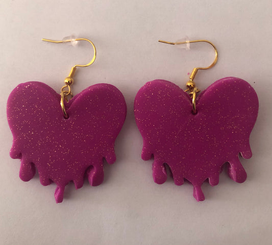 Heart-shaped polymer clay earrings