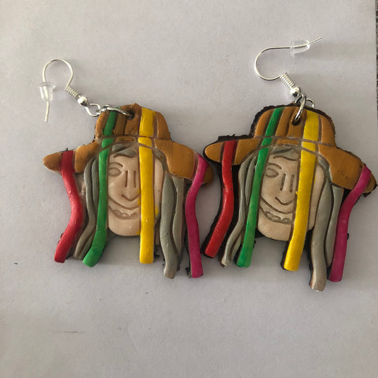 Máscara/Mask de la danza de los viejitos polymer clay earrings