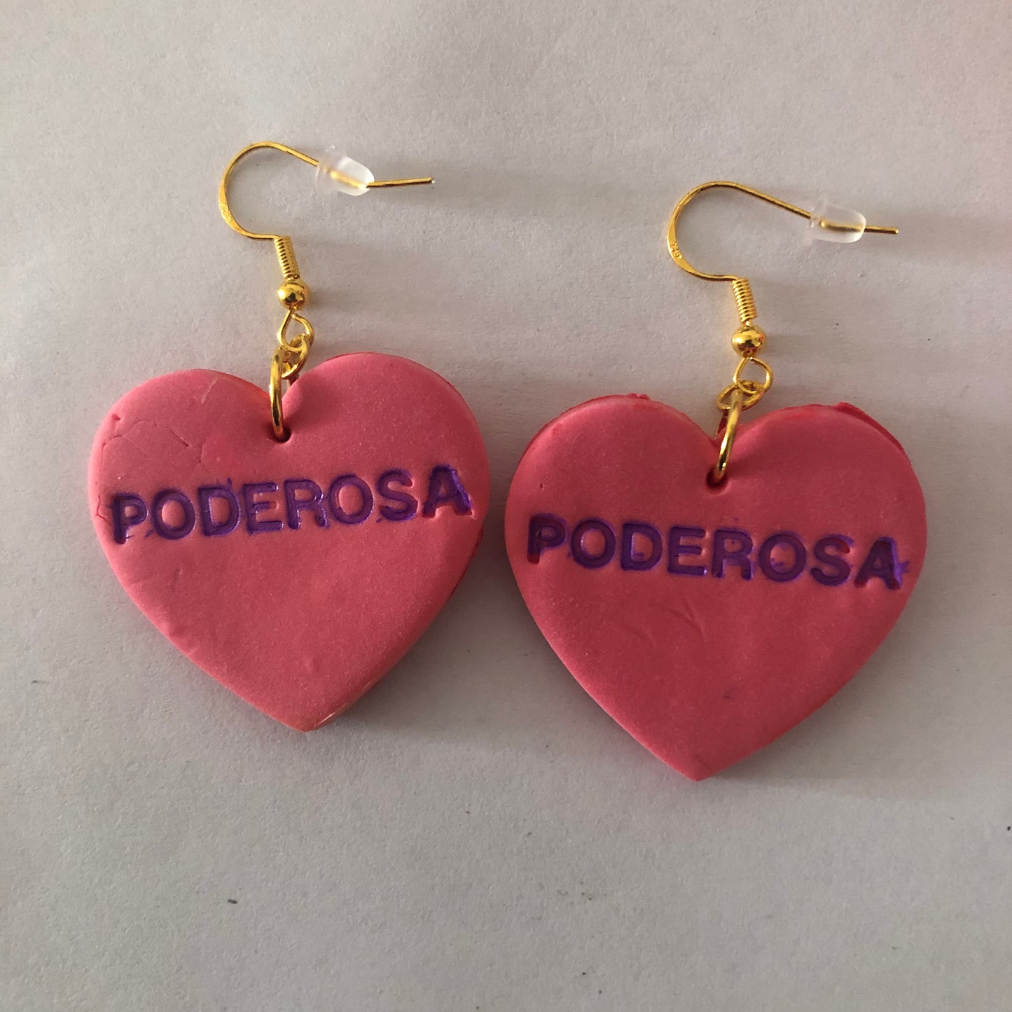 Poderosa polymer clay heart-shaped earrings