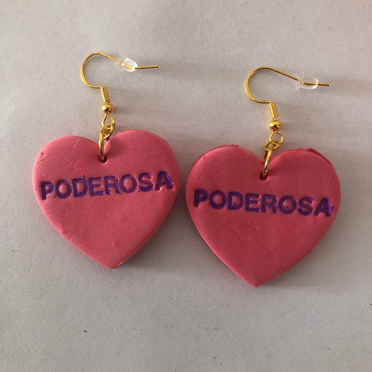 Poderosa polymer clay heart-shaped earrings