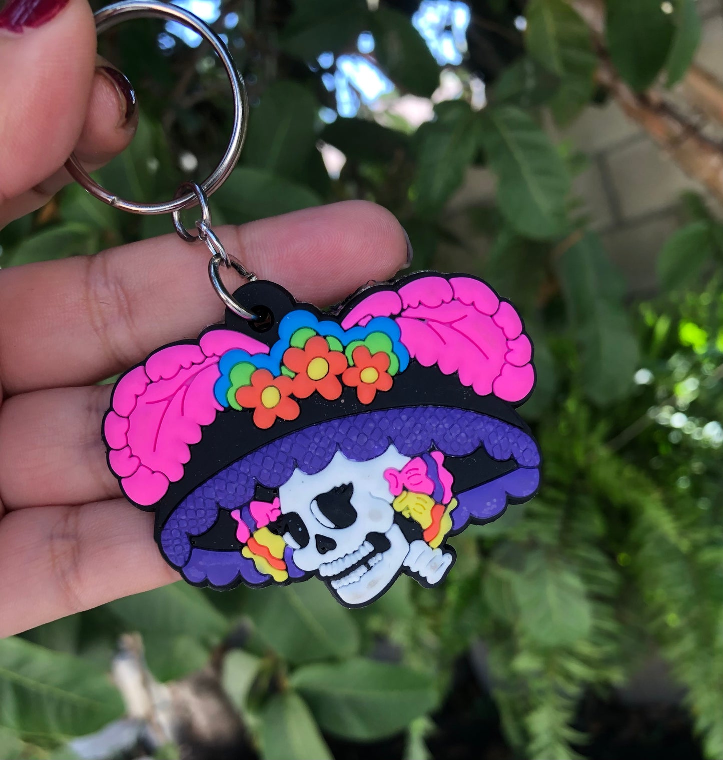 Día de Muertos Mexican colorful skull Calavera keychain