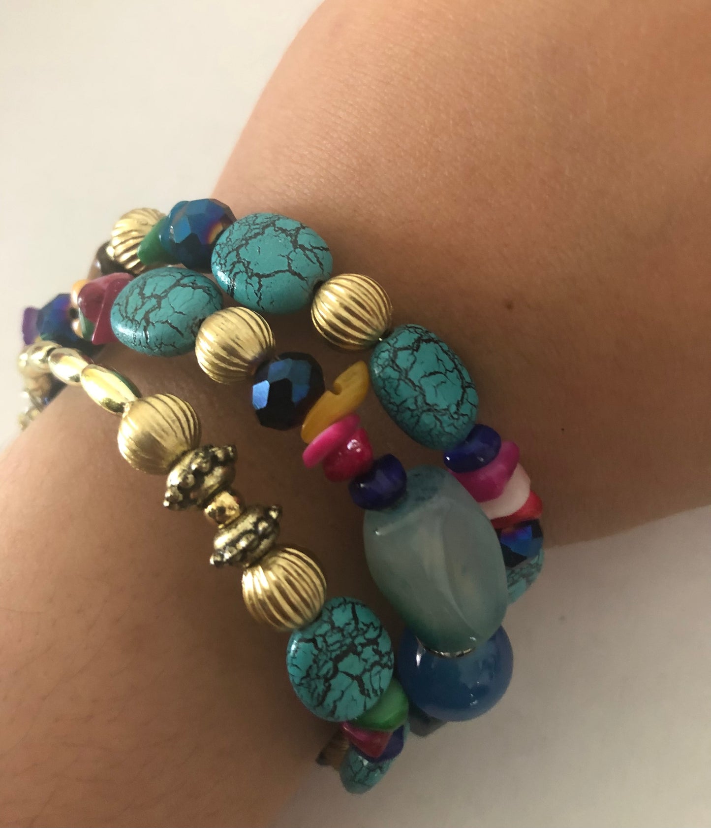 Jewelry set | Wire wrapped bracelet and earrings