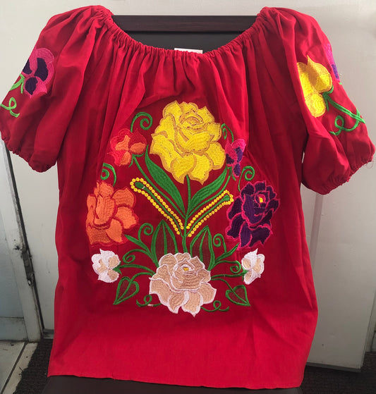Mexican embroidered shirt off the shoulder Blusa bordada mexicana
