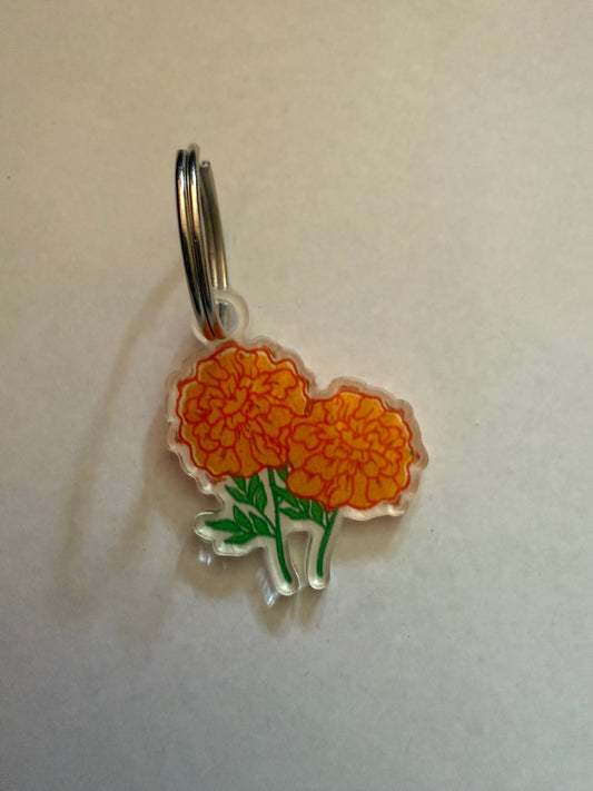 Día de Muertos Cempasúchil keychain