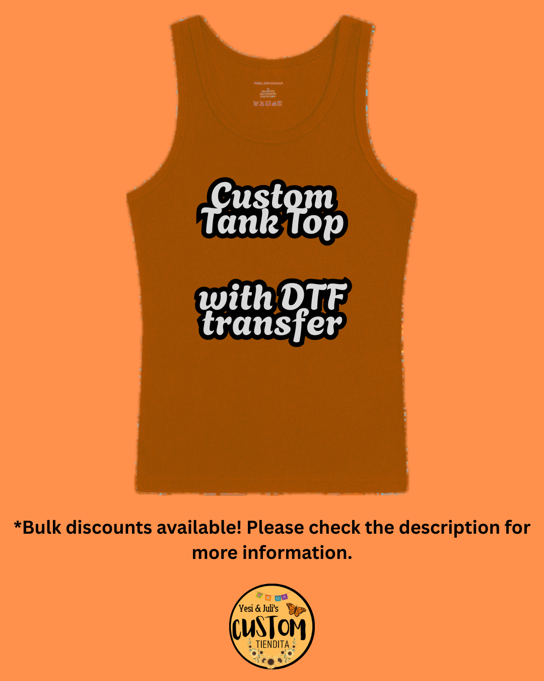 Custom Unisex Tank Tops Sizes S-3XL with DTF Transfers
