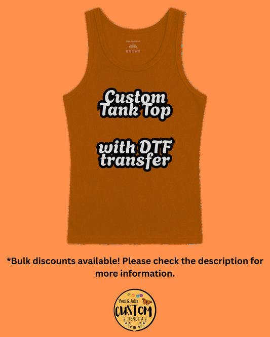 Custom Unisex Tank Tops Sizes XS-3XL with DTF Transfers