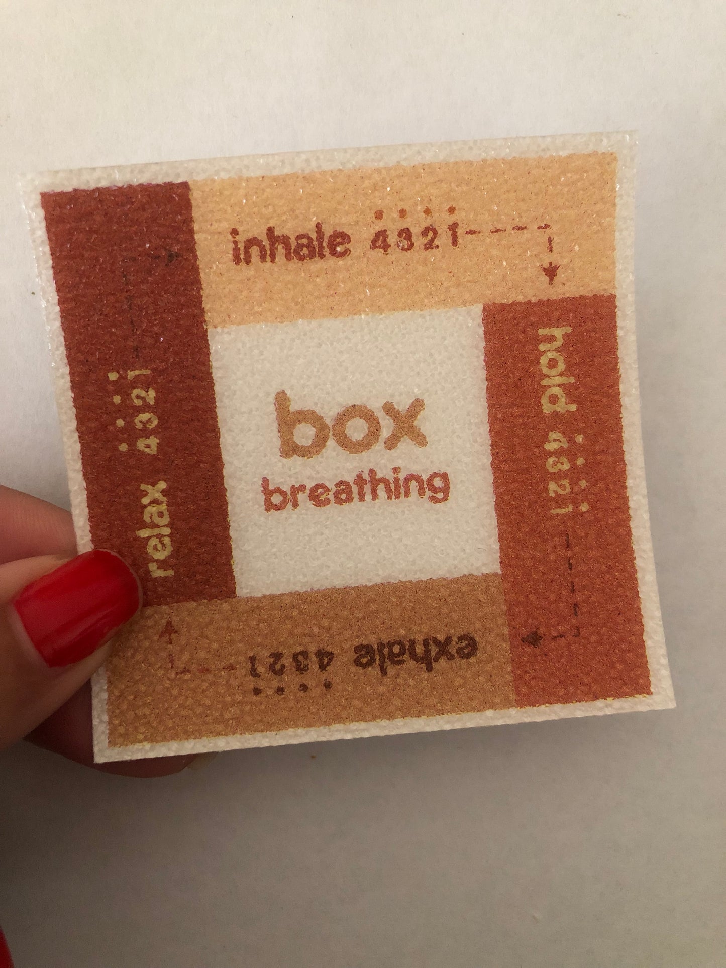 Box breathing sensory sticker for anxiety relief