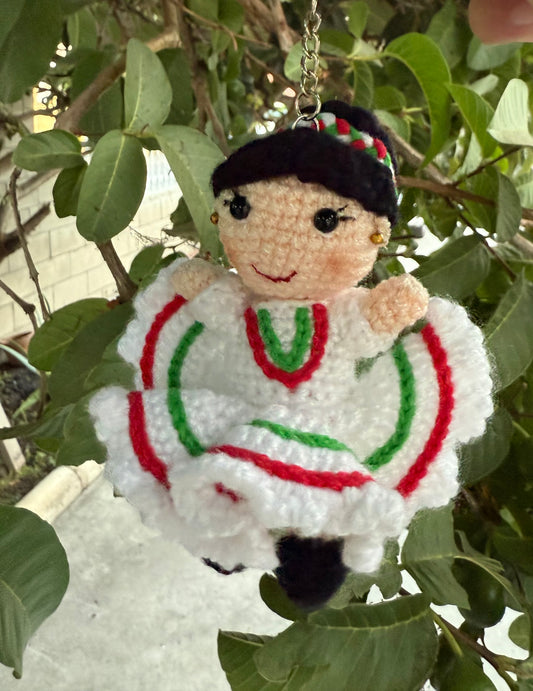 Mexican Muñeca Crochet Keychain