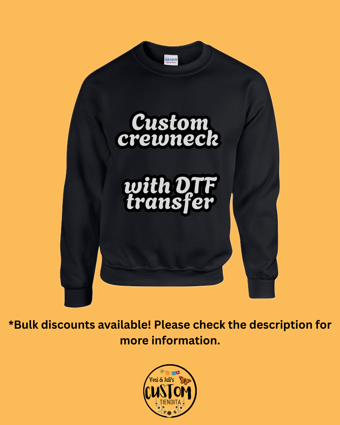Custom Unisex Crewnecks Sizes S-5XL with DTF Transfers