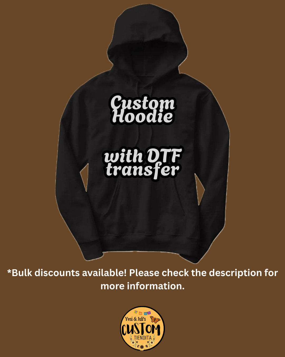 Custom Unisex Hoodies Sizes S-5XL with DTF Transfers