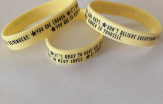 Mental health reminders bracelet Rubber band bracelet with positive affirmations