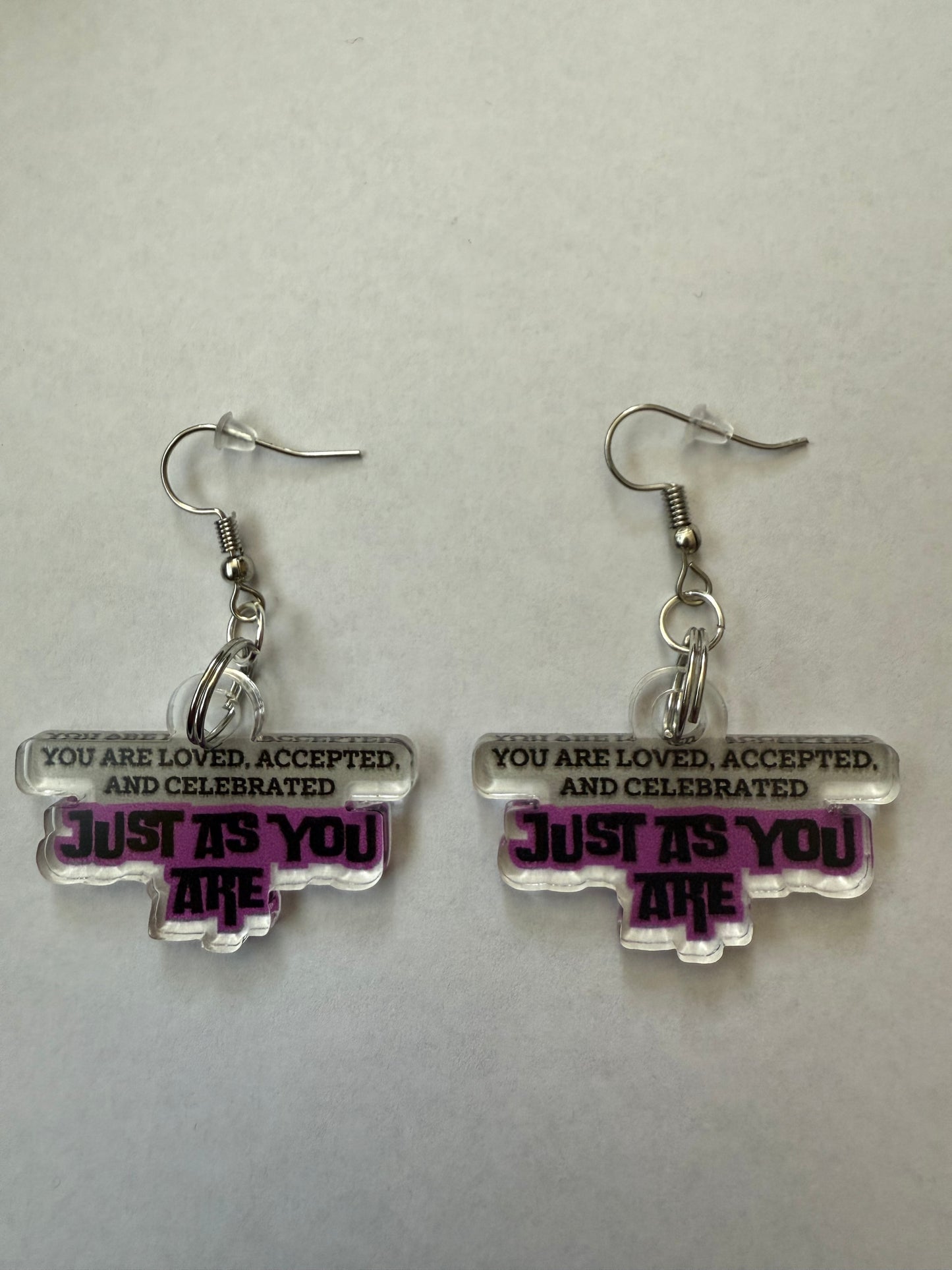 You are loved, accepted, and celebrated just as you are earrings