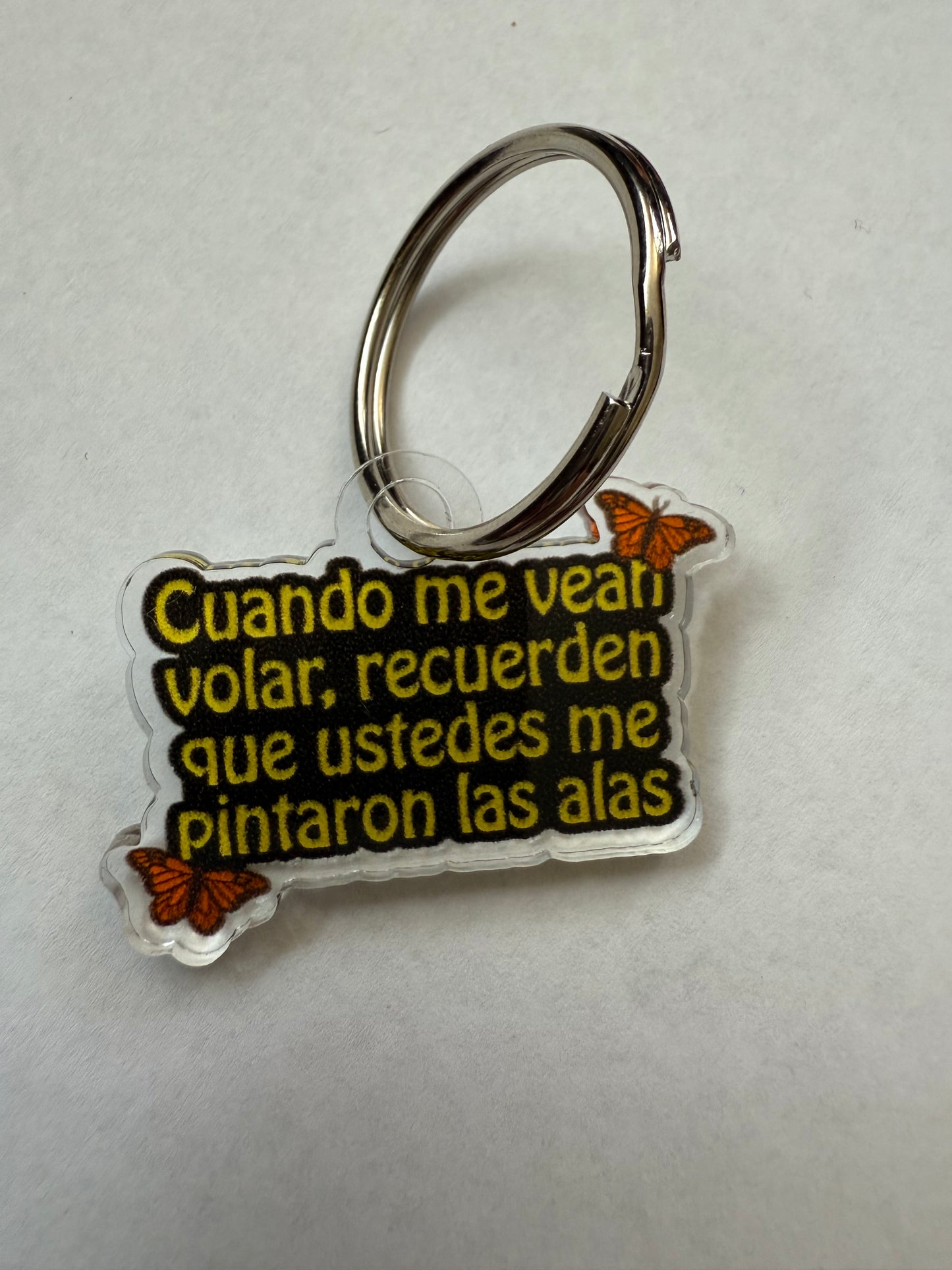 Cuando me vean volar, recuerden que ustedes me pintaron las alas keychain